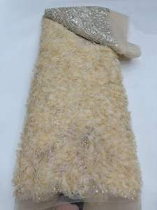 NI.AI 新款串珠蕾丝，刺绣3D花朵，珍珠网蕾丝面料，用于婚纱材料 - Product Image 2