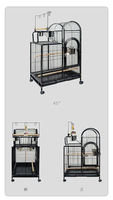 Cage à oiseaux pliable en acier inoxydable noir thermolaqué, capacité 25 lb, emballage respirant, populaire pour perroquets d'intérieur