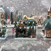 LED-Beleuchtetes Weihnachtsdorf-Szenario Miniatur-Weihnachtsbaum-Ladenhaus Feiertagsdekoration