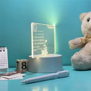 Alta qualidade clara luminosa 3D acrílico escrevendo placa criativa noite luz para sala quarto decoração