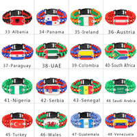 Bracelets de survie en paracorde avec drapeaux de 287 pays : Porto Rico, Brésil, Allemagne, Arabie Saoudite, Australie, Haïti