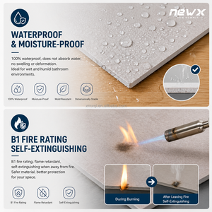 Panneau mural SPC, panneau en plastique PVC, épaisseur 4 mm, imperméable, grain de <span class=keywords><strong>bois</strong></span> moderne, décoration intérieure pour salle de bain et douche - Product Image 5