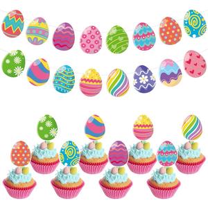 Paasfeest Ei-vlaggen en -banners Konijnen Carnaval Thema Dessertdecoratie Taarttoppers - Product Image 1
