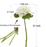 Yastouay 1 Buah Bunga Hydrangea Sutra Realistis Buatan 21" Putih Dekorasi Rumah Lengkap untuk Pesta Pernikahan Centerpieces