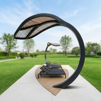 Grande sculpture moderne en acier inoxydable en forme de feuille, style parasol, pour jardin de villa et projets de parcs extérieurs, Fourniture d'usine