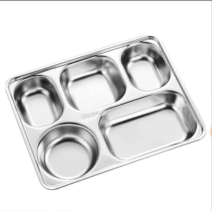 Ensemble d'assiettes à dîner divisées en acier inoxydable 304 durable avec couvercle, boîte à lunch carrée de style chinois pour l'école, le camping, l'usage domestique - Product Image 4