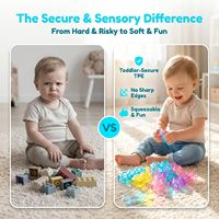 EPT 40 PCS Blocs de construction sensoriels souples translucides, jouets de construction empilables et emboîtables pour enfants de 3 ans et plus