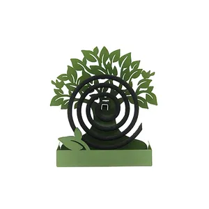 Vente en gros Nouveau design en forme d'arbre de vie de couleur verte Bobine de moustique en métal Support de porte-encens