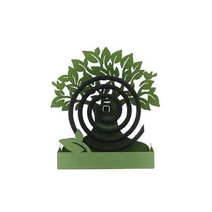 Atacado Novo Design Cor Verde Árvore da Vida Forma Metal Mosquito Bobina Incenso Holder Stand