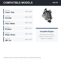 Ensemble moteur et transmission 2NZ-FE DOHC 16V VVT-i 1.3L pour Toyota Yaris Vios Corolla Platz 1298cc, chaîne de distribution