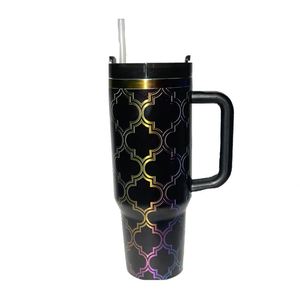 Custom Wholesale Double Wall Stainless Steel Insulated Vacuum Tumbler 30oz 40oz Tumbler with Handle and <b>Straw</b> - Product Image 1