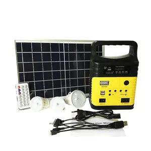 Portable 10W Solar Generator Outdoor Power Mini DC10W Solar Panel 6V-9Ah Lead-acid Battery Charging LED Lighting System