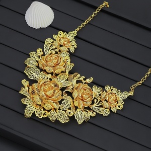Juego de Joyas Chapadas en Oro de 24k JXX para Mujer, Collar, Pendientes, Brazalete, Anillo, Juego de Joyas de Novia para Boda, Estilo de Oriente Medio e India - Product Image 2