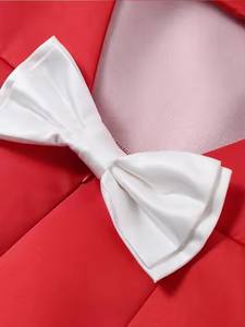 Abito da sera da donna 2025 moda moda donna rosso girocollo a vita alta abiti a trapezio Mini abito elegante con fiocco - Product Image 5