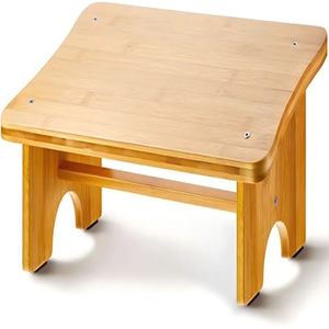 Taburete de reposapiés de bambú debajo del escritorio, reposapiés en ángulo inclinado de bambú portátil, superficie antideslizante para uso en el hogar y la Oficina - Product Image 1