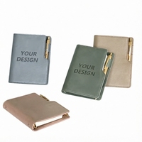 Nouveau carnet à anneaux professionnel personnalisable en cuir PU, plusieurs tailles, avec porte-cartes et porte-stylo – Tendance 2026