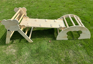 Venta caliente Marco de escalada de madera Plegable Color del arco iris Balance Beam Pickler Triangle Set para niños Juguetes de juego al aire libre e interior - Product Image 2
