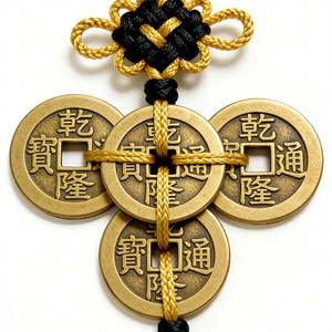 Portachiavi con Monete dei Cinque Imperatori, Amuleto Portafortuna, Moneta Antica, Nodo Cinese Rosso, Monete da Collezione, Regalo, Buona Fortuna - Product Image 1