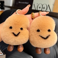 Porte-clés pendentif en peluche doux et léger en fourrure de lapin Rex, motif petite pomme de terre de dessin animé, jouet et ornement de sac