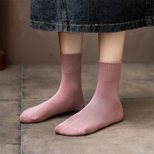 Pure Cotton Crew <b>Socks</b> Women Solid Color Breathable Sweat Absorbing Autumn <b>Winter</b> Style - Product Image 4