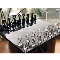 Jeu d'échecs en acrylique de conception personnalisée Vitrine de jeu d'échecs et de dames en acrylique transparent