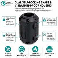 Noyau de ferrite NiZn à clipser, à faible DCR, pour blindage EMI large bande, certifié ROHS/REACH, pour équipement industriel et machines-outils