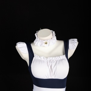 Costume de femme de chambre sexy grande taille, robe blanche marine à col volanté, tenue de jeu de rôle pour femmes 8199 - Product Image 1