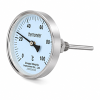 Bimetal Thermometer Industrial Dial Type 0-100℃ WSS Series 304 Stainless Steel Liquid Temperature Gauge