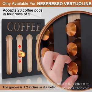 Support de rangement pour dosettes de café, noir, en bois, 4 niveaux, organiseur de bureau pour capsules de café - Product Image 3