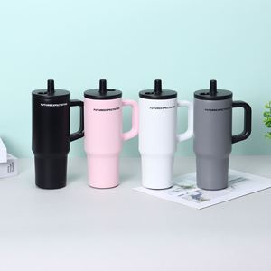 Gobelet de voyage isotherme 720 ml en acier inoxydable à double paroi avec poignée et couvercle à paille - Product Image 5