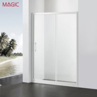 Porte coulissante en verre trempé MAGIC F13W à une seule ligne, extrêmement étroite, design européen, pour salle de bain (zones sèche et humide)