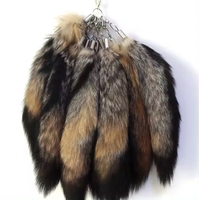 Porte-clés queue de renard noir 45cm en cristal, grande queue de renard noir moelleux bon marché, vente en gros