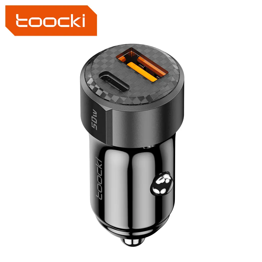 Toocki High Efficiency PC+ABS short clrcult protection 50W universal for 12-24v Vehicles fast charging car charger