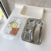 Boîte à bento en acier inoxydable 304, mignonne, à trois compartiments, compatible micro-ondes, grande capacité, isotherme, chauffante, pour étudiants
