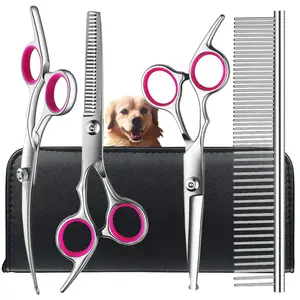 Pet Scissors Set Stainless Steel Straight Scissors Thinning Shears Dog Grooming Scissors Professional Dog Grooming Shears Set