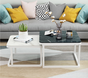 AILICHEN Mobilier de salon moderne léger et luxueux motif marbre <span class=keywords><strong>Table</strong></span> <span class=keywords><strong>d</strong></span>'<span class=keywords><strong>appoint</strong></span> en verre trempé <span class=keywords><strong>Table</strong></span> à thé rétractable - Product Image 5