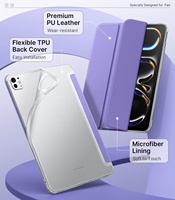 MoKo Coque transparente ultra mince Coque souple en TPU translucide givré Coque arrière à trois volets pour iPad Pro 11 pouces 5th Gen Case M4 2024