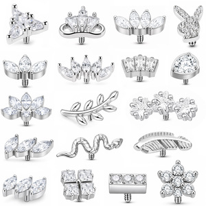 <span class=keywords><strong>Precio</strong></span> de fábrica al por mayor: Postes de tuerca para pendientes de botón y piercing de cartílago, con cabezas de repuesto de circonita desmontables, para joyería DIY - Product Image 1