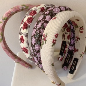 Vintage automne hiver tête accessoires maquillage éponge rembourré bandeau cheveux bande fleur tissu tissu bandeau pour femmes filles - Product Image 1