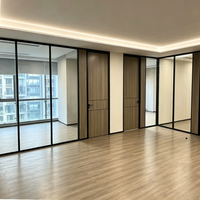 Cloison en verre commerciale, cloison acoustique en verre démontable avec porte coulissante