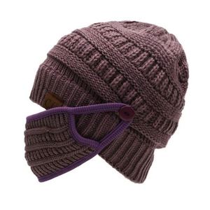 Bonnet et masque tricotés personnalisés avec logo, en acrylique épais, broderie design, pour l'hiver froid - Product Image 3