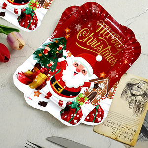 Nuovo Stile 10pz Piatti di Carta Ecologici USA e Getta Tema Buon Natale <span class=keywords><strong>per</strong></span> Torte, Stoviglie <span class=keywords><strong>per</strong></span> Feste e Cene in Famiglia - Product Image 1