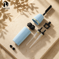 Bouteille de teinture capillaire en PP bleu macaron à base épaisse de 160 ml, stable, avec peigne, pour coloration des cheveux et usage domestique DIY, emballage pour soins capillaires en salon