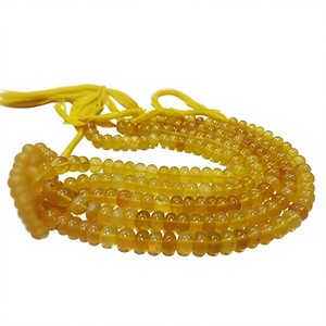 Cuentas Redondas de Ópalo Amarillo Natural de 8 mm con Acabado Liso, Vendidas por Hilo de 8 Pulgadas de Largo, Provenientes de Rajasthan, para la Fabricación de Joyas - Product Image 1