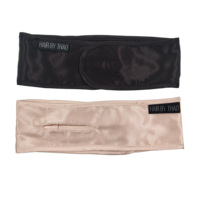 Diadema de satén ajustable para spa, banda elástica suave de tela de rizo antideslizante para el cabello de mujer, color negro