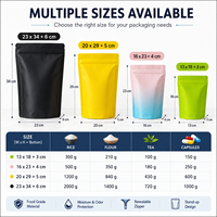 Sacs Doypack Mylar Colorés à Fermeture Ziplock pour Emballage Alimentaire, Faible MOQ 500 Pièces, Sachets Debout pour Bonbons, En Stock