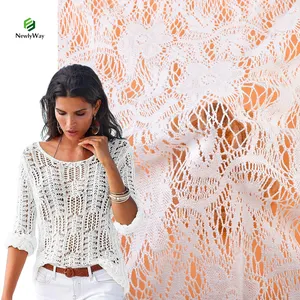 Factory Custom Nylon Cotton Hollow Out Crochet Net Mesh Lace Fabric For Clothing