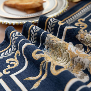 <span class=keywords><strong>Chemin</strong></span> <span class=keywords><strong>de</strong></span> <span class=keywords><strong>table</strong></span> long bleu moderne <span class=keywords><strong>de</strong></span> luxe 32x220 32x240 en chenille jacquard avec plusieurs glands - Product Image 5