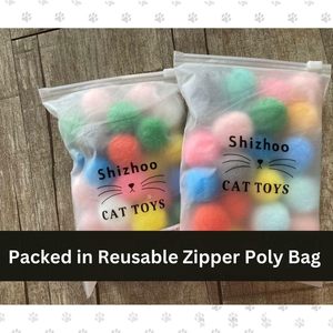 Shizhoo – boules à pompons pour chats, jouet d'entraînement interactif en peluche douce, couleurs assorties, ensemble de balles légères - Product Image 2