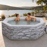 Maßgefertigter 195X70cm Achteckiger Aufblasbarer Whirlpool Spa Tragbarer Outdoor-Massage-Pool für Hinterhof und Garten